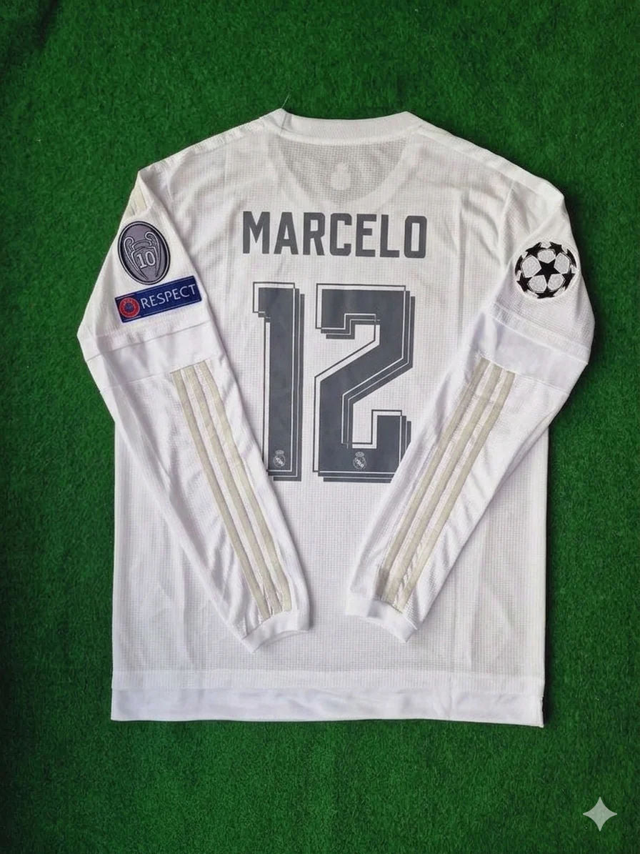 Marcelo 12- Real Madrid 2016 Champions League Final Long Sleeve Jersey Trikot Maillot Soccer Shirt