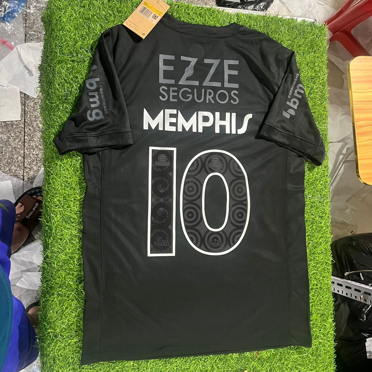 Memphis Depay #10 Corinthians Black Kit Jersey Trikot Maillot Maglia Camiseta Soccer Shirt