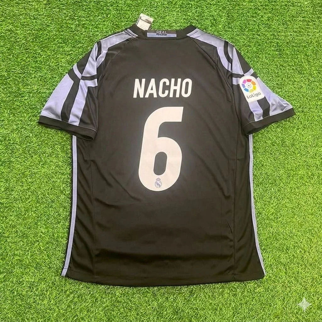 Nacho Fernández 6- Real Madrid 2016 Black Retro Football Jersey