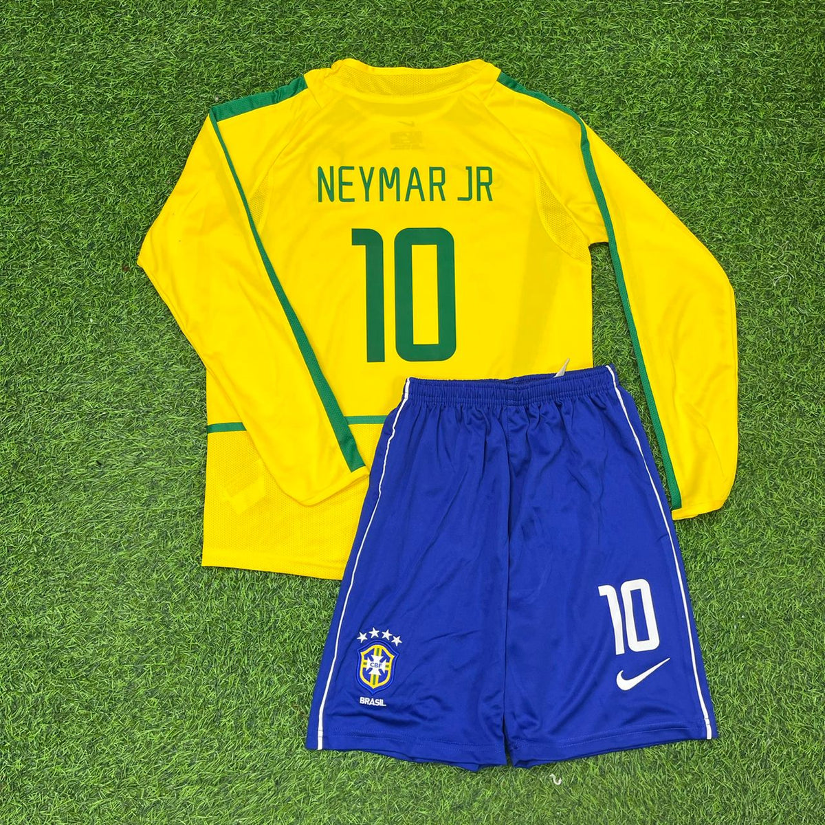 Neymar Jr Brazil Legendary Yellow Long Sleeve Retro Football Jersey