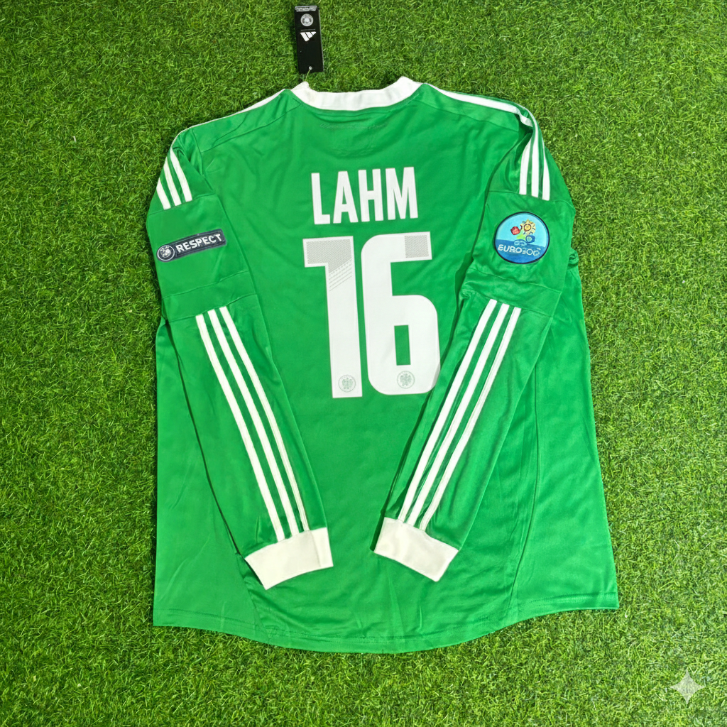 Philipp Lahm Germany EURO 2012 Long Sleeve Green Retro Football Jersey