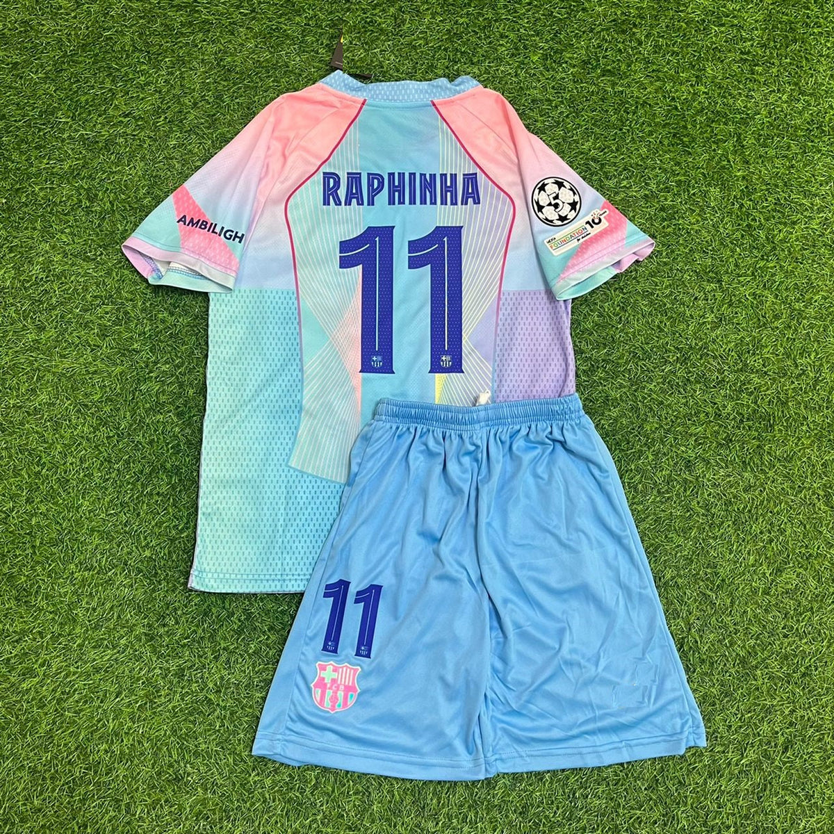 Camiseta de fútbol infantil Raphinha Barcelona 2026 local Atardecer en Miami