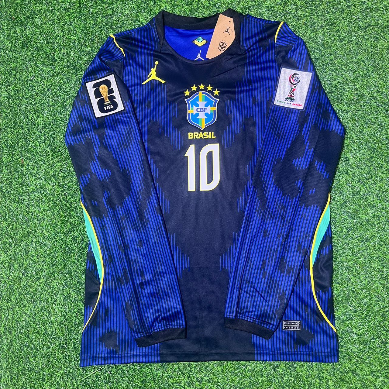 Raphinha Brazil 2026 World Cup Blue Away Long Sleeve Football Jersey Kit