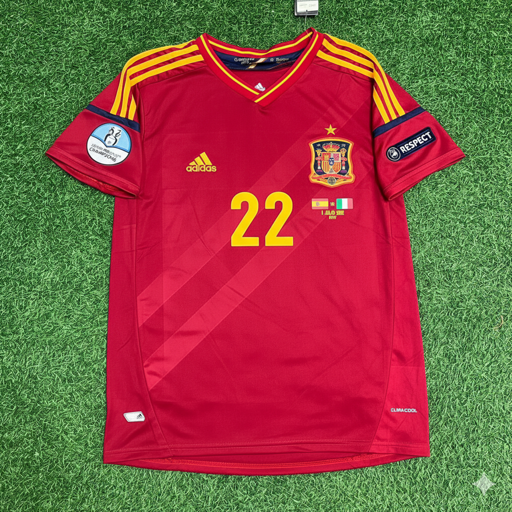 Jesus Navas Spain EURO 2012 Final Retro Football Jersey Kit