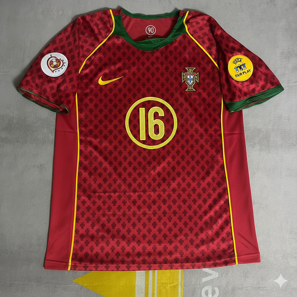 Maillot domicile rétro rouge Ricardo Carvalho EURO 2004