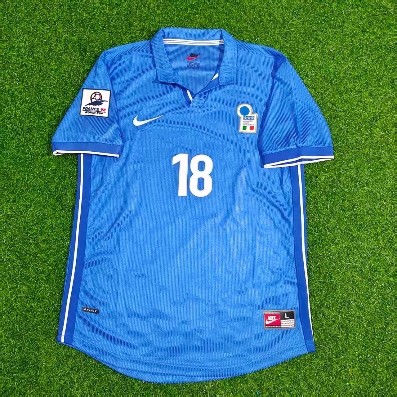 Roberto Baggio Italien 1998 WM Heim Trikot Retro Blau