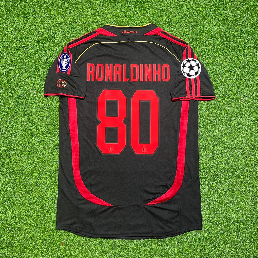Ronaldinho #80 AC Milan 2008 2009 Home Retro Football Jersey
