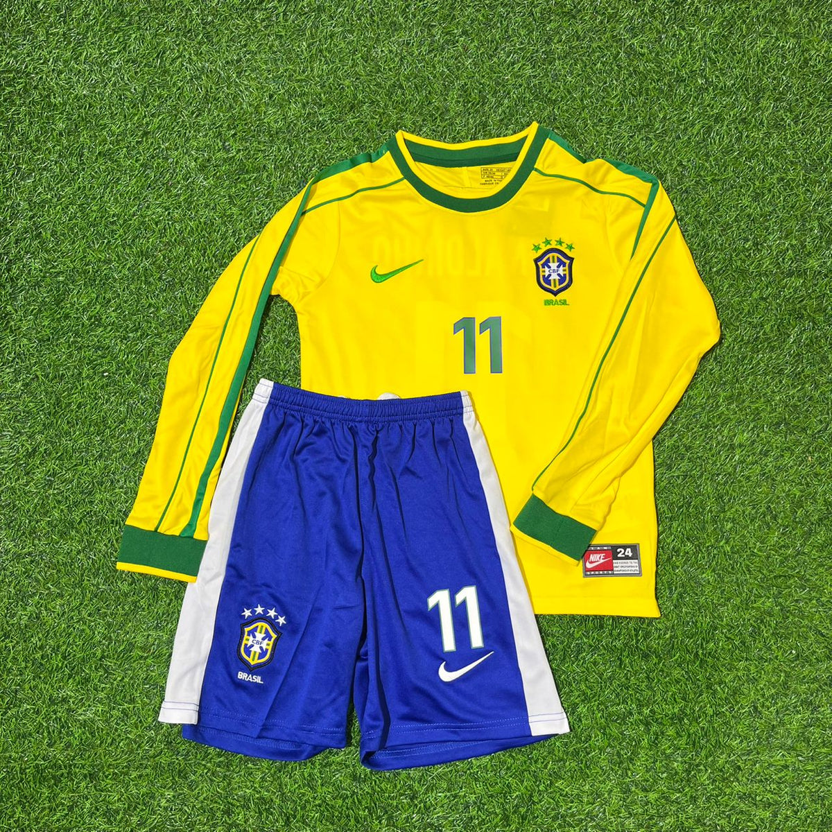 Maillot de football rétro enfant Ronaldinho Gaúcho Brésil Coupe du Monde 1998