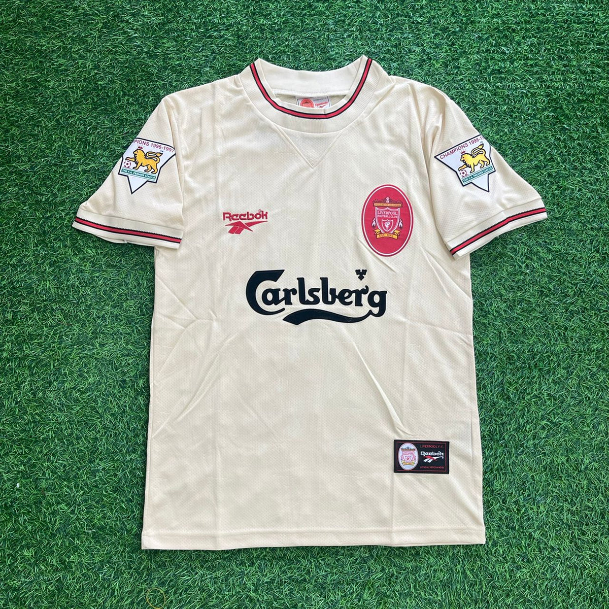 John Barnes Liverpool 1996 1997 Retro Auswärtstrikot Weiß Retro Trikot