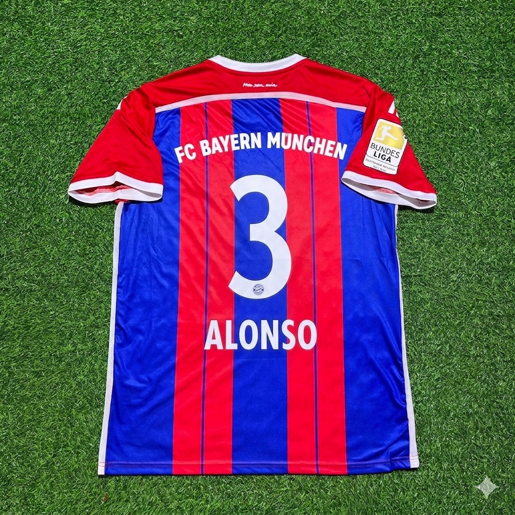 Maillot rétro domicile du Bayern Munich 2014-2015 avec écusson, Xabi Alonso n° 3