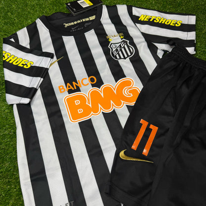 Neymar Jr. Santos FC 2009–2013 schwarzes Retro-Fußballtrikot für Kinder