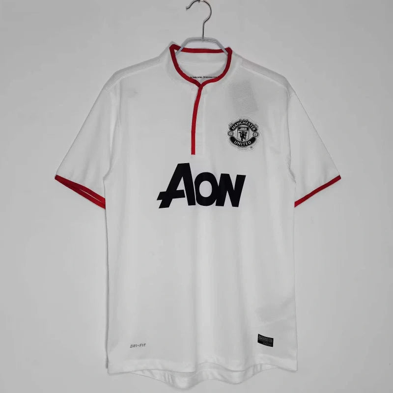 Manchester United  2012-2013  Weißes Auswärtstrikot Schwarze Retro-Fan-Version
