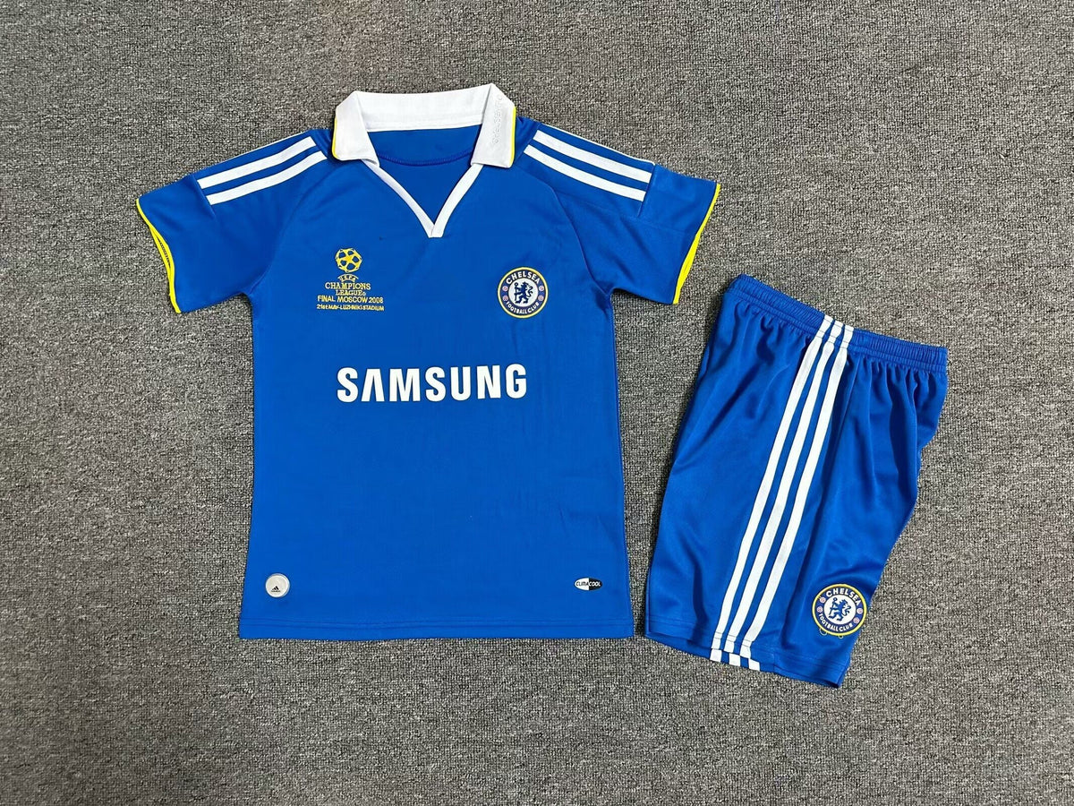 Ensemble maillot de football rétro Chelsea Ligue des Champions pour enfants