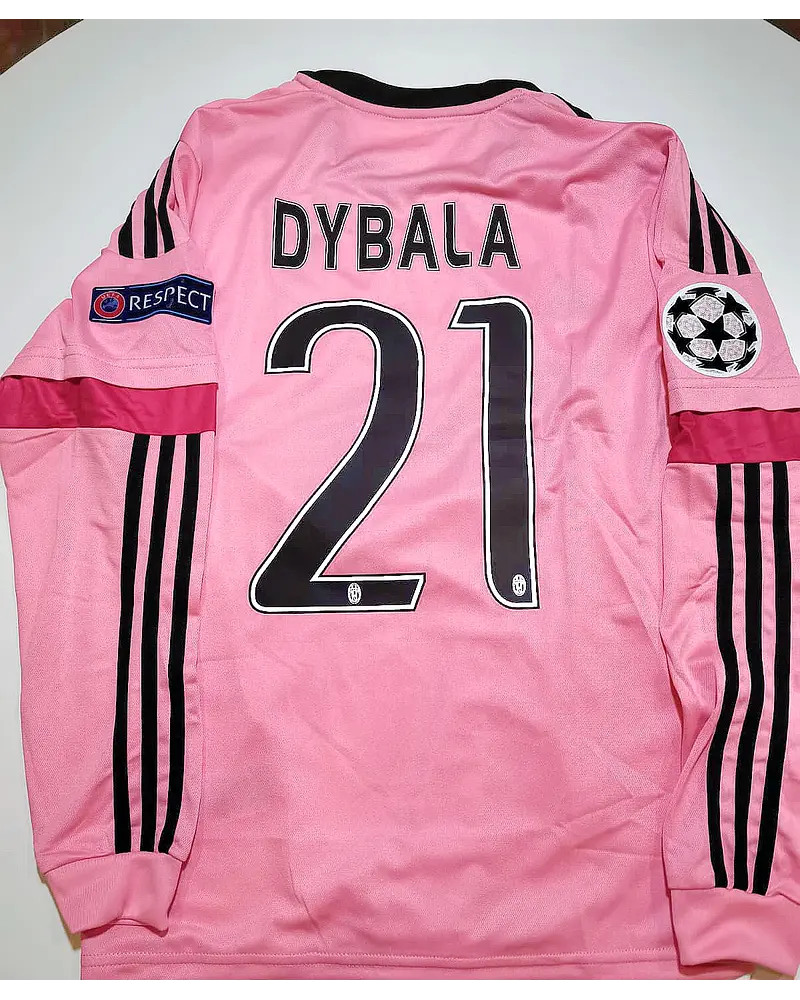 Maillot rétro rose à manches longues Paulo Dybala Juventus 2015-2016