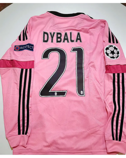 Maillot rétro rose à manches longues Paulo Dybala Juventus 2015-2016