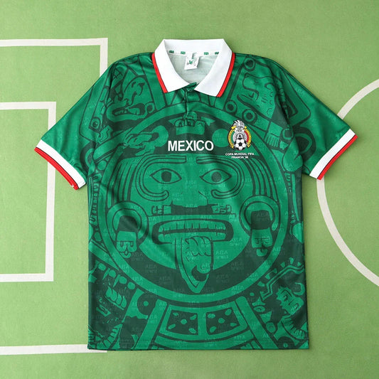 Mexiko 1998 Saison Heim Grün Retro Trikot Fußballhemd