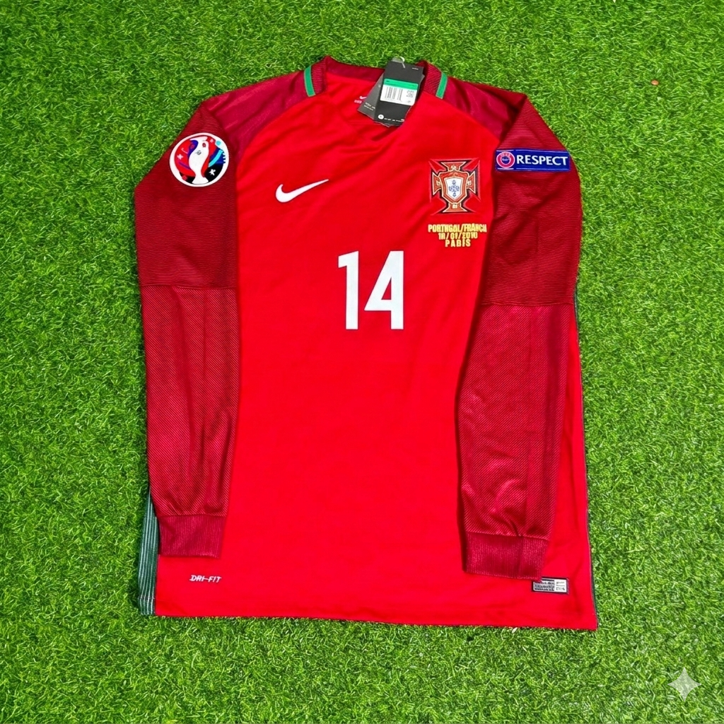 William Carvalho 14 - Portugal EURO 2016 Finale Retro-Fußballtrikot mit langen Ärmeln