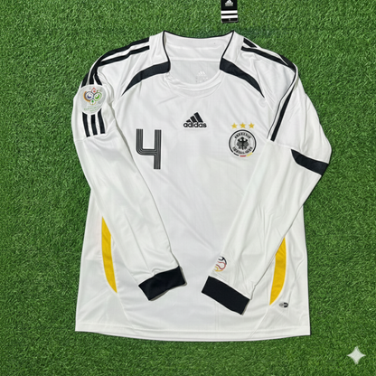 Guido Buchwald Deutschland Weltmeisterschaft Langarm Weiß Retro Fußballtrikot