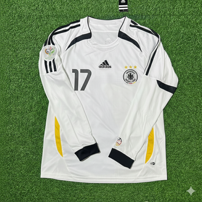 Per Mertesacker Deutschland 2006 WM Langarm Weißes Fußballtrikot