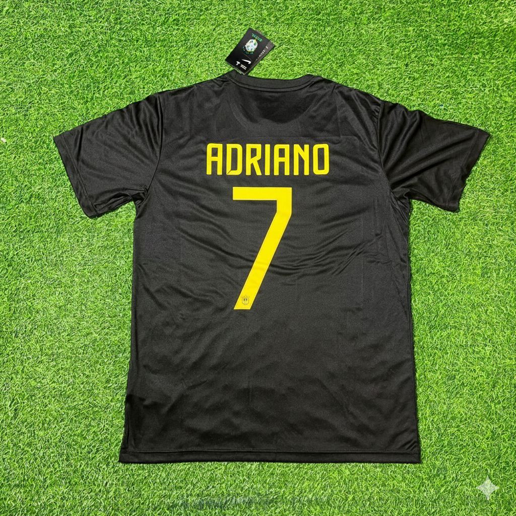 Ensemble maillot de football rétro noir Adriano Brésil