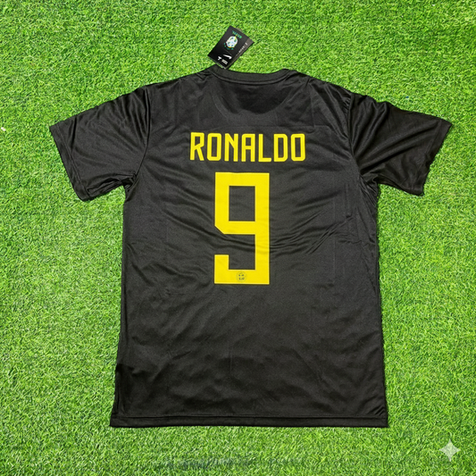 Ronaldo Nazario Brazil Black Retro Football Jersey Kit