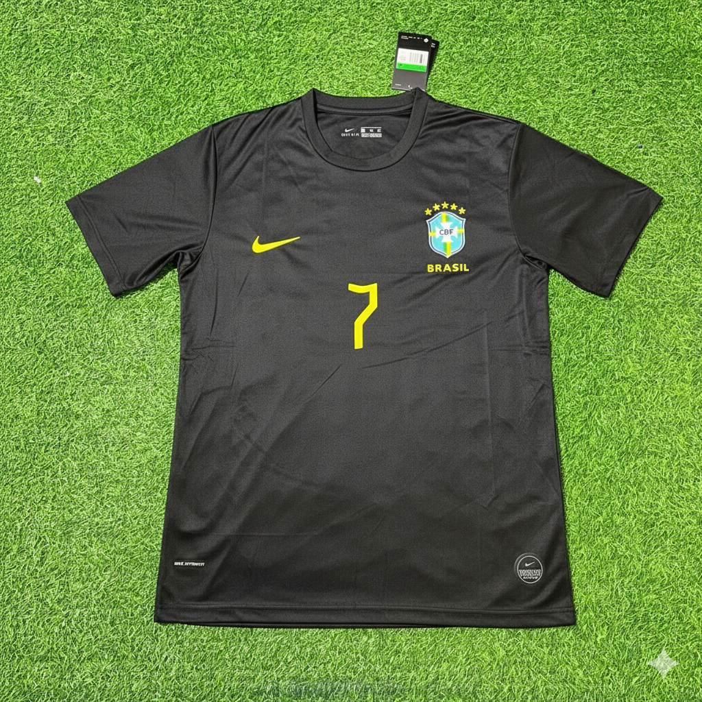 Ensemble maillot de football rétro noir Adriano Brésil
