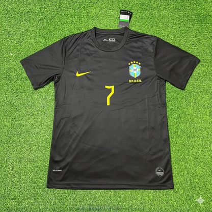 Ensemble maillot de football rétro noir Adriano Brésil