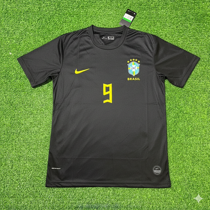 Ronaldo Nazario Brazil Black Retro Football Jersey Kit