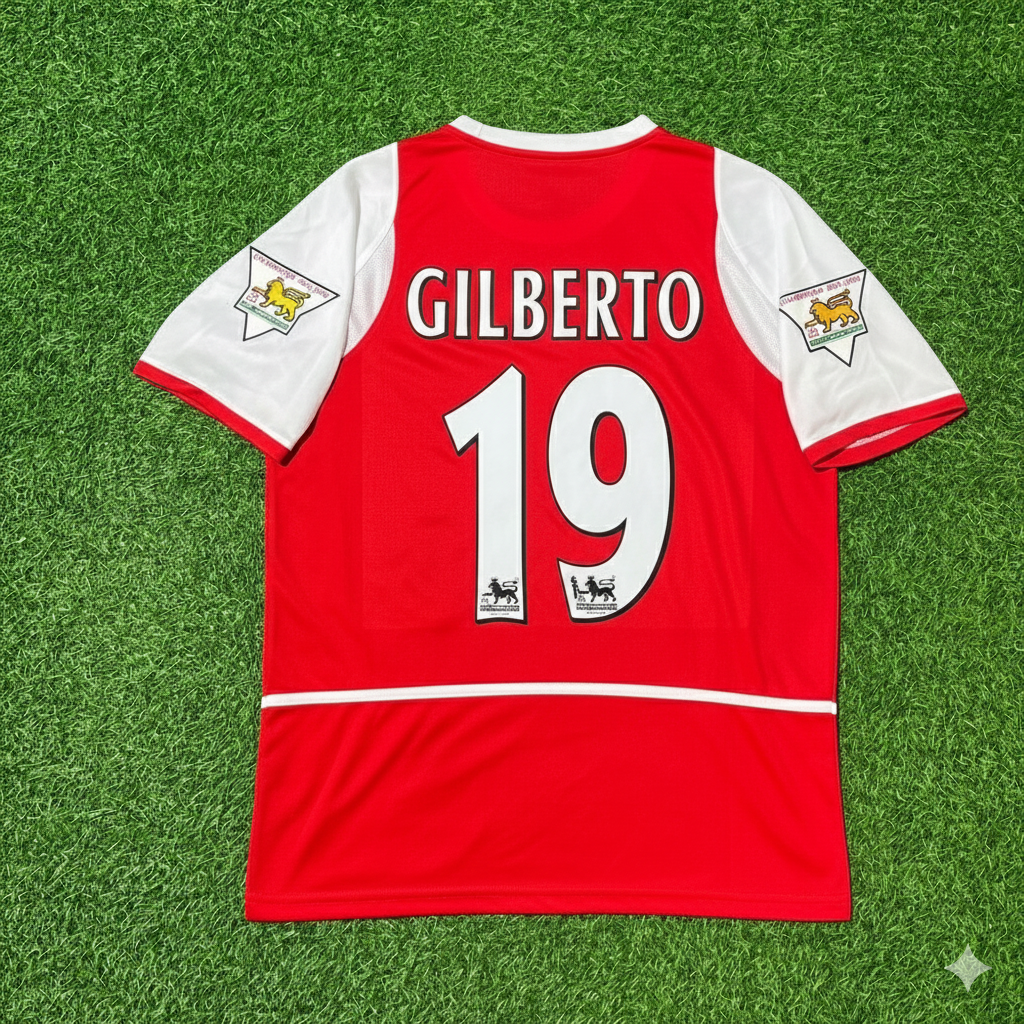 Gilberto Silva 19 Arsenal 2002/03 EPL-Aufnäher Heim Retro-Fußballtrikot-Set