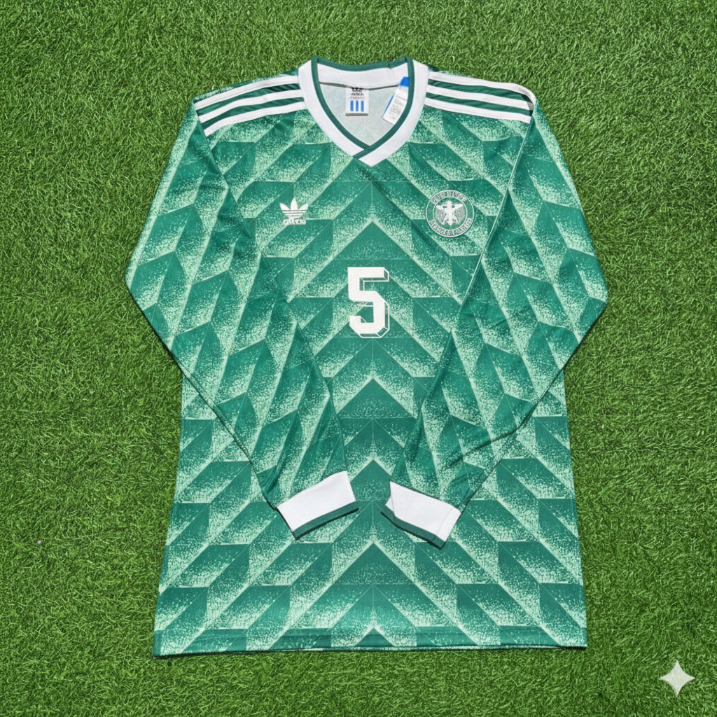 Klaus Augenthaler Deutschland 1990 Weltmeisterschaft Grünes Langarm-Fußballtrikot