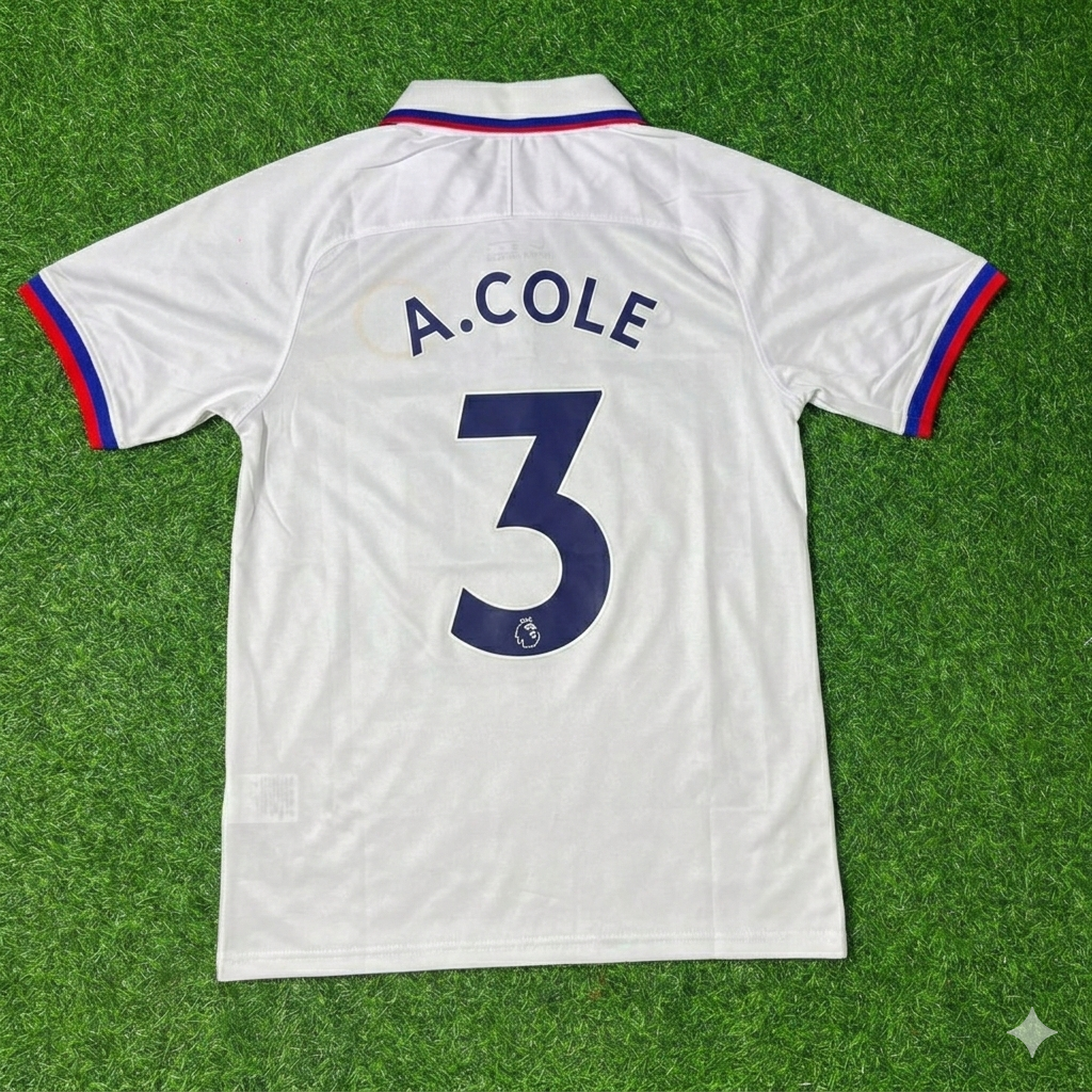 Maillot de football rétro blanc Chelsea Ashley Cole