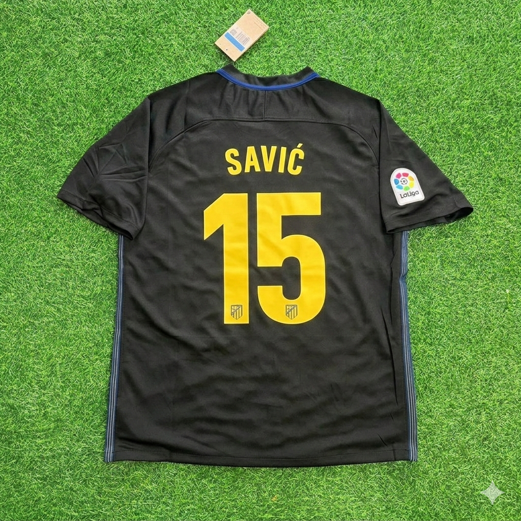 Stefan Savic 15 – Atlético Madrid 2016-17 Maillot Extérieur Rétro Noir