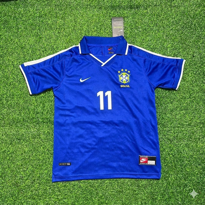Maillot de football rétro bleu Brésil Romario 1997