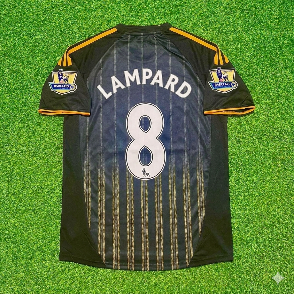 Maillot de football rétro Chelsea extérieur 2010/11 noir et orange – Frank Lampard 8