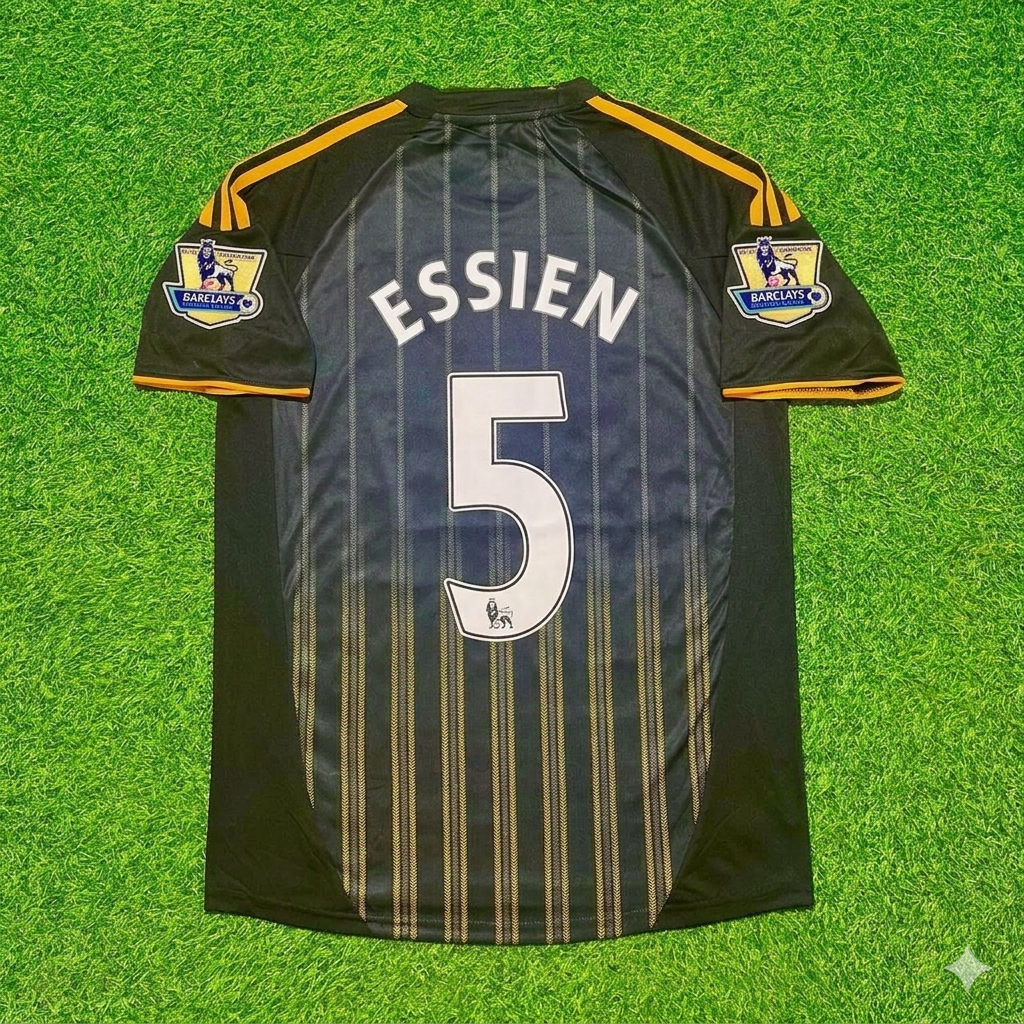 Chelsea 2010/11 Away Black Orange Retro Football Jersey – Michael Essien 5