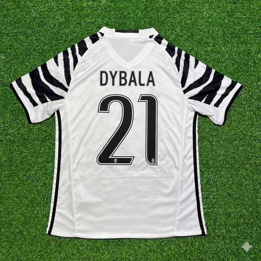 Paulo Dybala #21 Juventus 2016 2017 Auswärts Weiß Retro Fußballtrikot