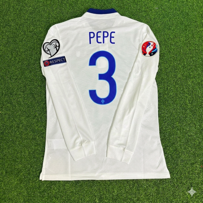 Pepe Portugal EURO 2016 Weißes Langarm Retro-Fußballtrikot