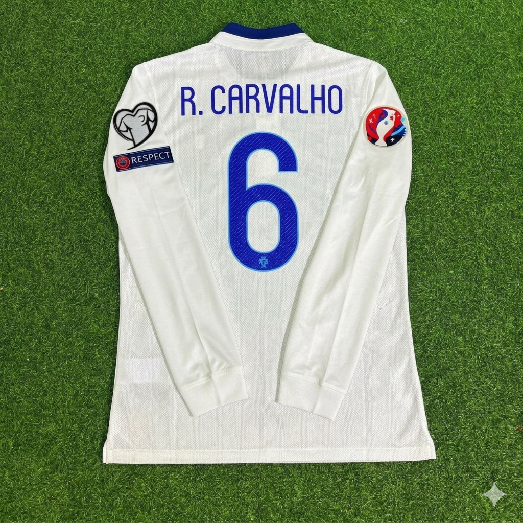 Ricardo Carvalho Portugal EURO 2016 Weißes Langarm-Retro-Fußballtrikot