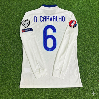 Ricardo Carvalho Portugal EURO 2016 Weißes Langarm-Retro-Fußballtrikot
