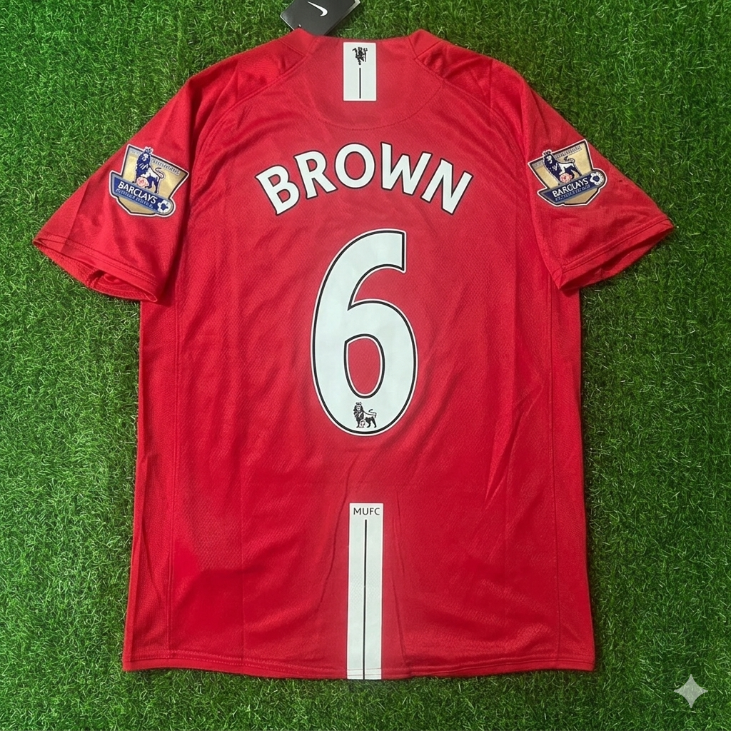 Wes Brown Manchester United 2007 2008 EPL Retro-Trikot in Rot