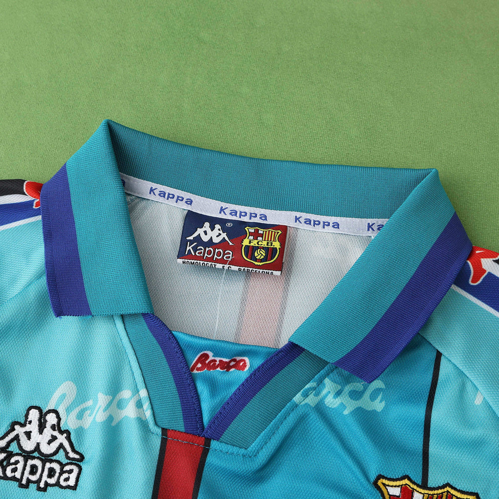 FC Barcelona 1996-1997 Season Away Blue Retro Football Jersey Trikot Maillot
