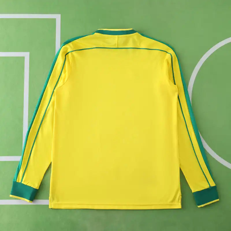 Brasilien 1998 Heimtrikot Gelb Langarm Retro Trikot Fußballtrikot