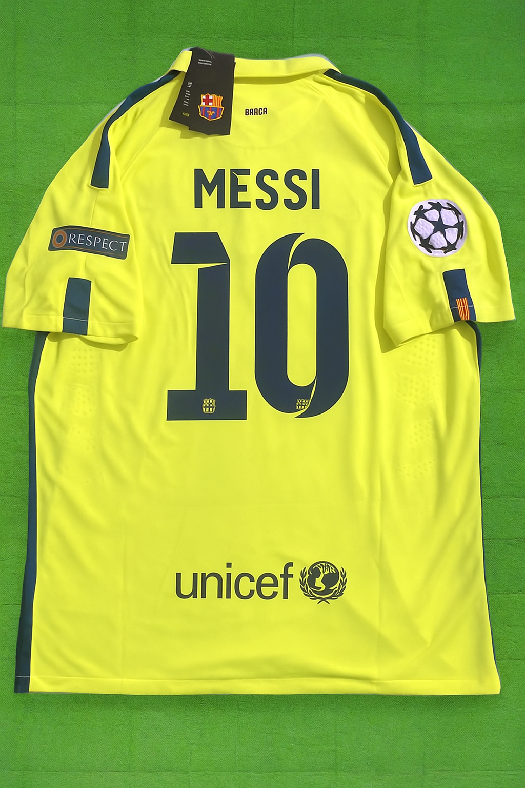 Lionel Messi Barcelone 14/15 Maillot Rétro Jaune Trikot Maglia Chemise de football
