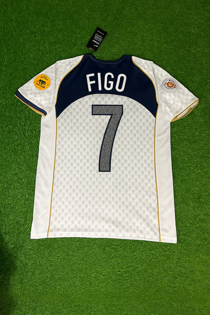Luis Figo 7 Portugal EURO 2004 Retro White Away Soccer Kit Jersey Trikot Soccer Shirt