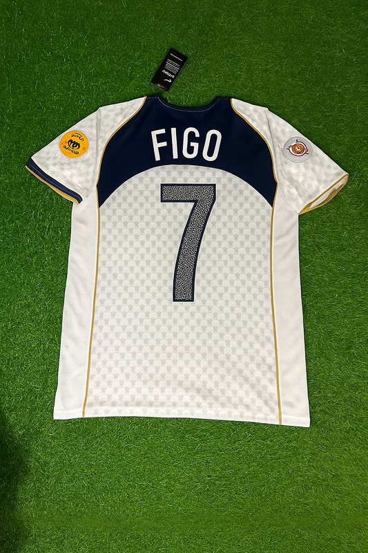 Luis Figo 7 Portugal EURO 2004 Retro White Away Soccer Kit Jersey Trikot Soccer Shirt