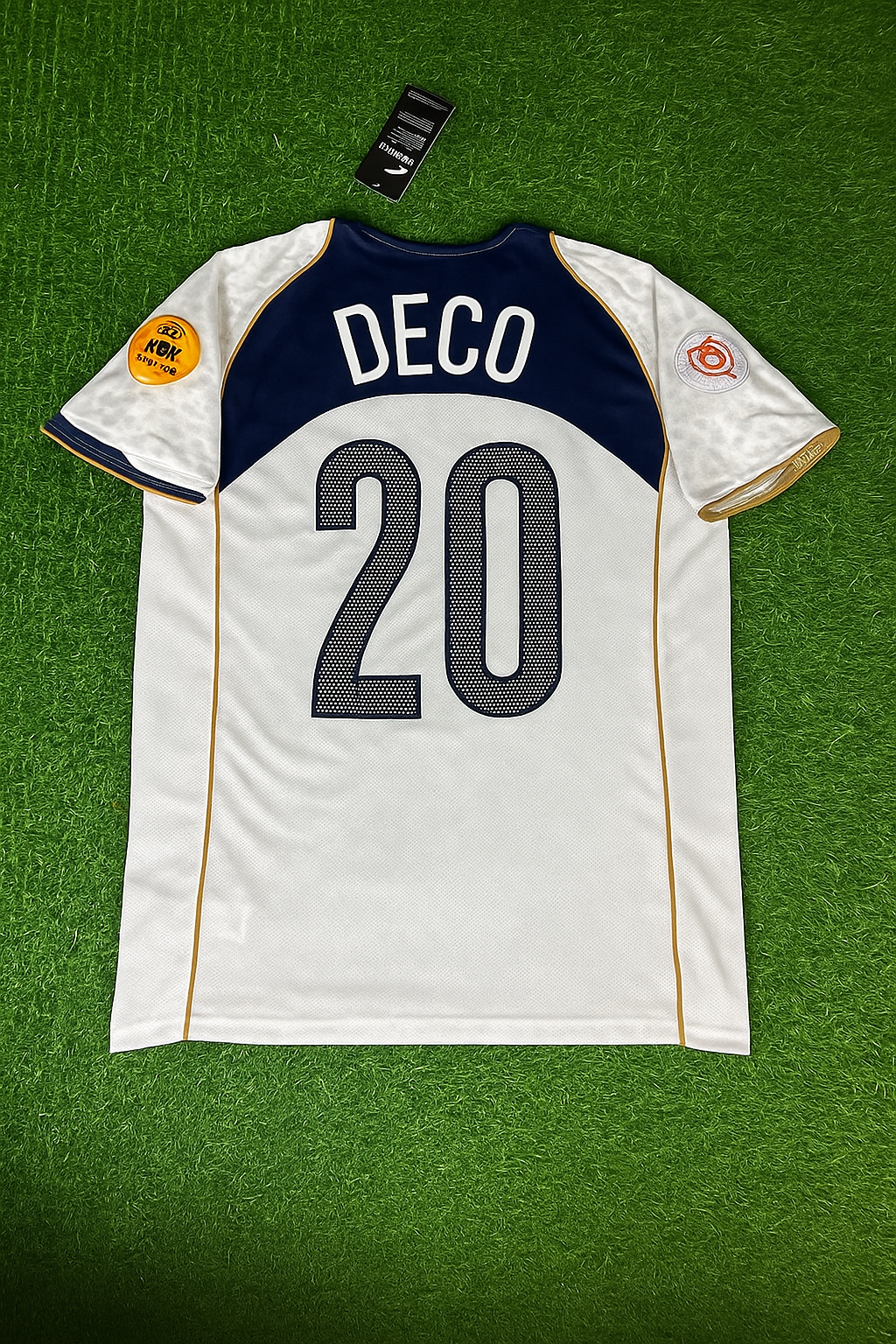 Deco #20 Portugal EURO 2004 Retro White Away Soccer Kit Jersey Trikot Soccer Shirt