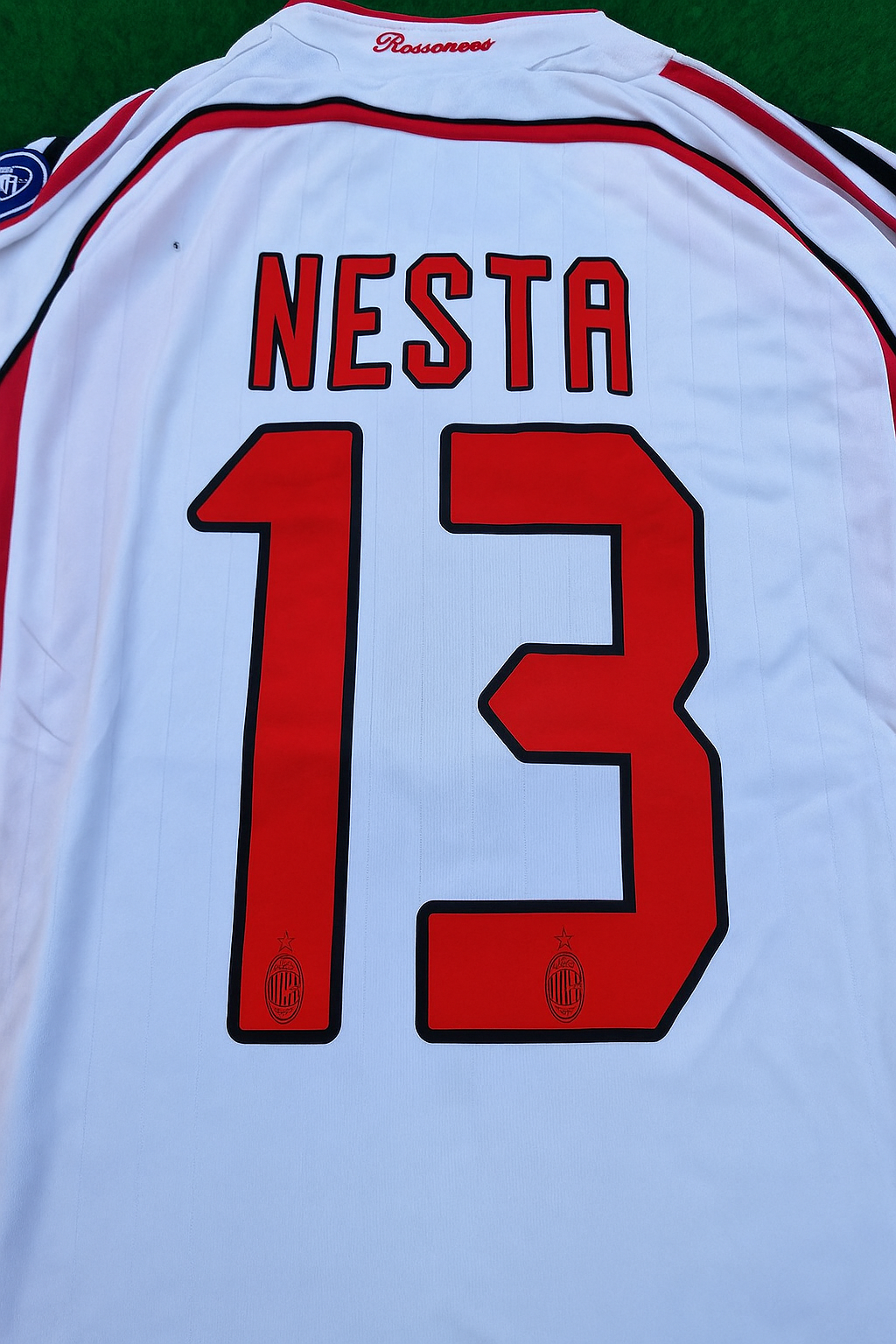 Alessandro Nesta Milan 2007 Final Athene Champions League Final White Retro Football Jersey Soccer Shirt