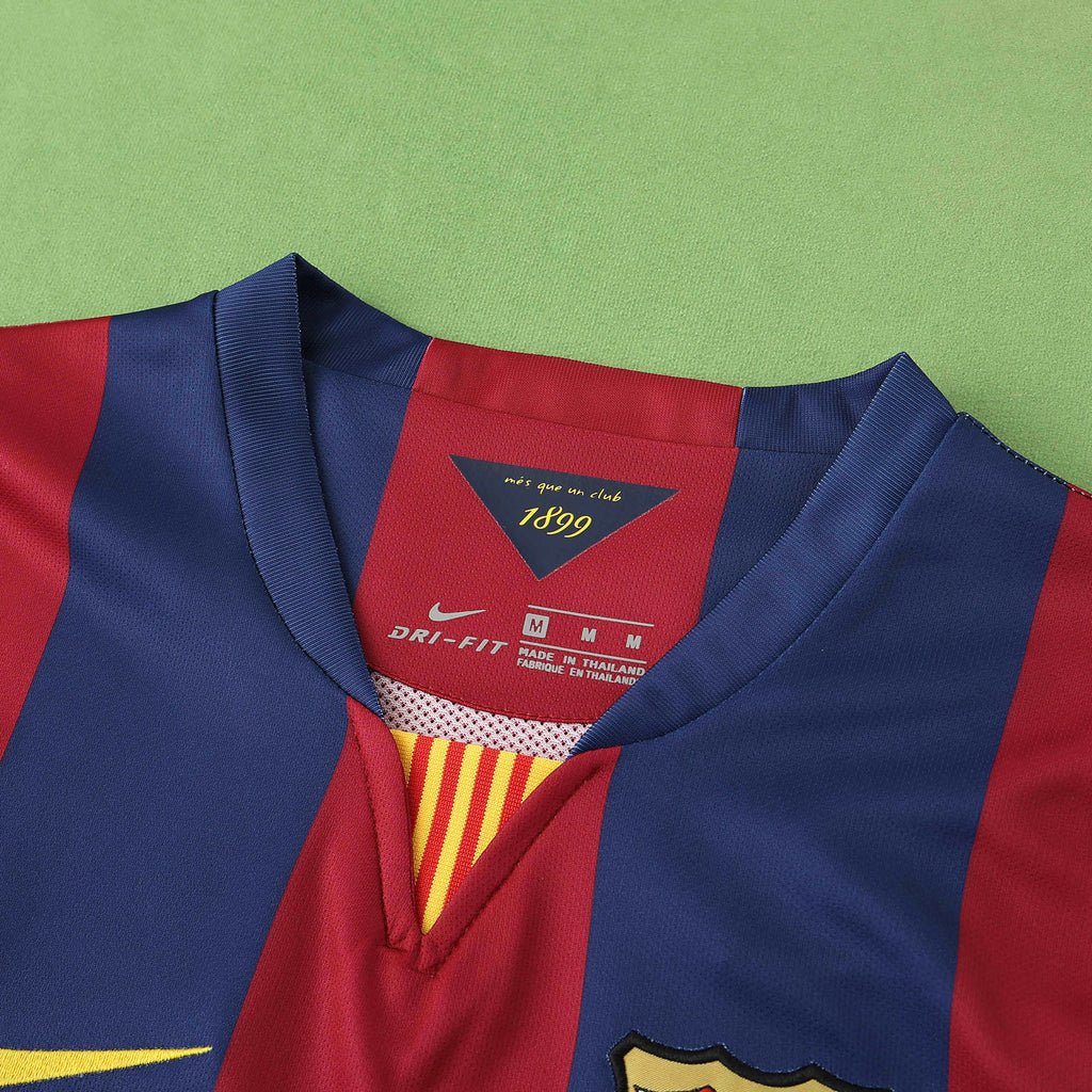 FC Barcelona 2014-2015 Season Home Long Sleeve Retro Football Jersey Trikot Maillot