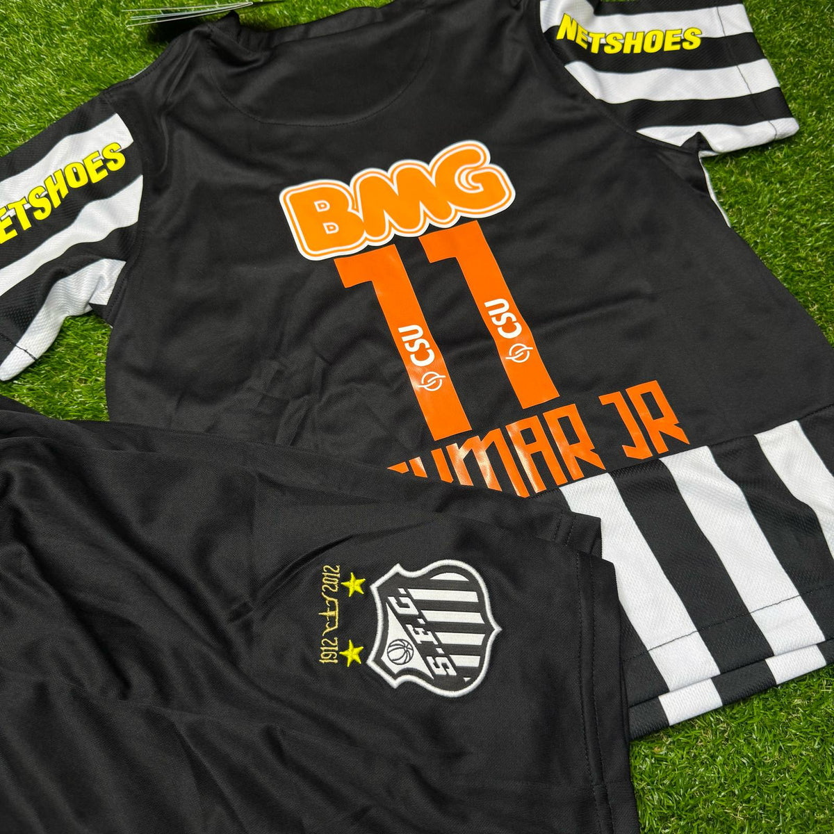 Neymar Jr. Santos FC 2009–2013 schwarzes Retro-Fußballtrikot für Kinder