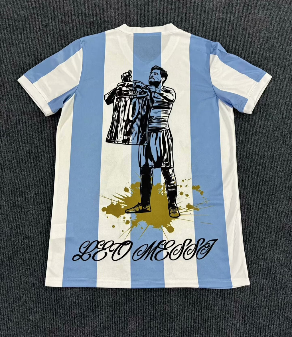 Maillot de football spécial Lionel Messi GOAT Argentine Champion